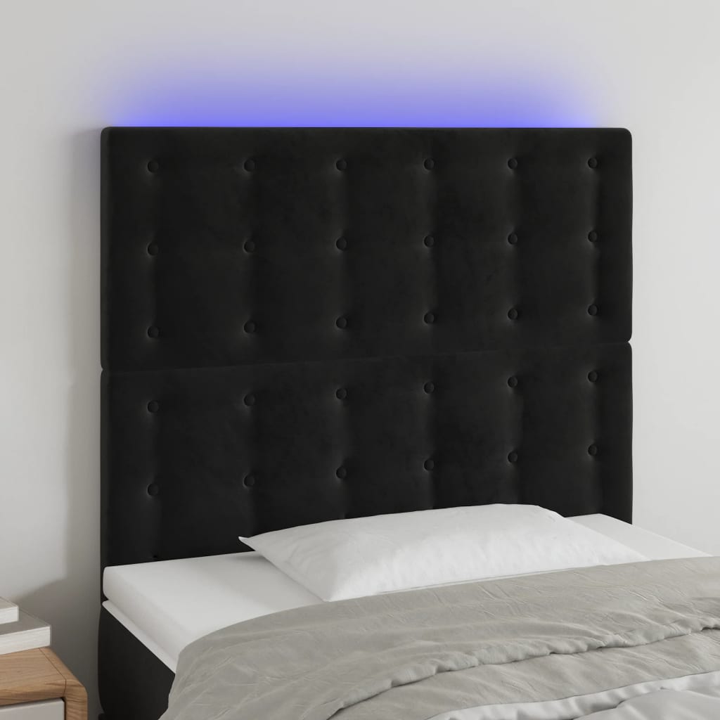 LED Headboard Black 80 cm Velvet