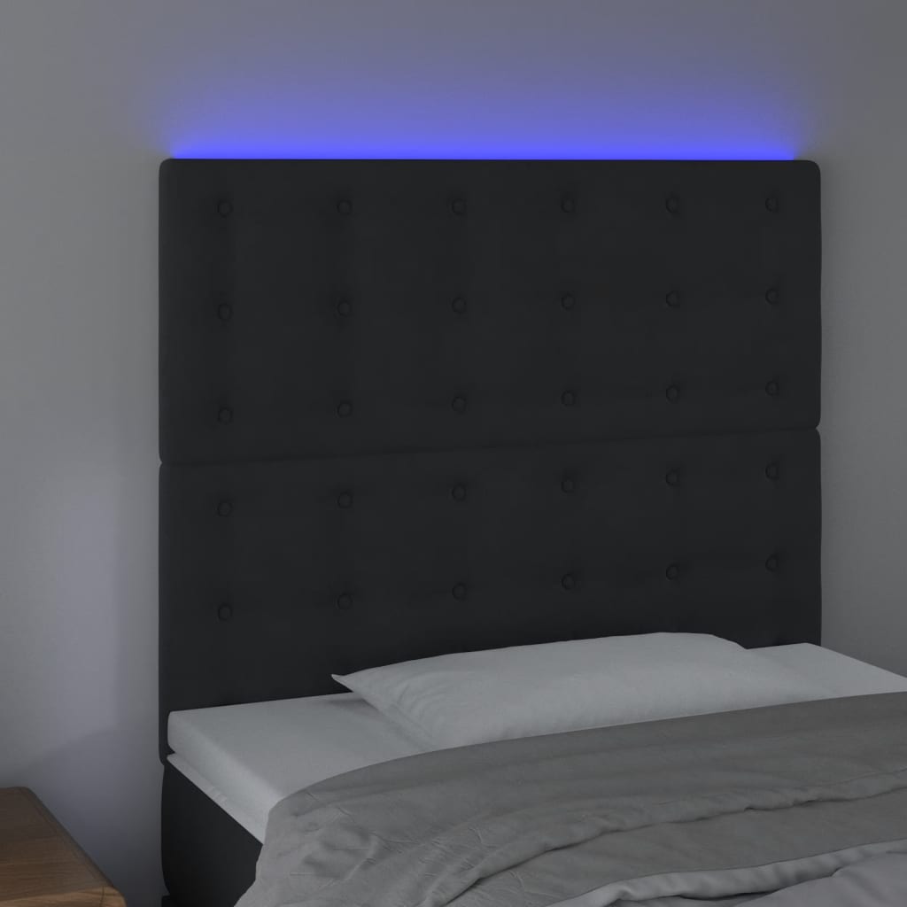 LED Headboard Black 100x5x118/128 cm Velvet