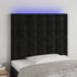 LED Headboard Black 100x5x118/128 cm Velvet