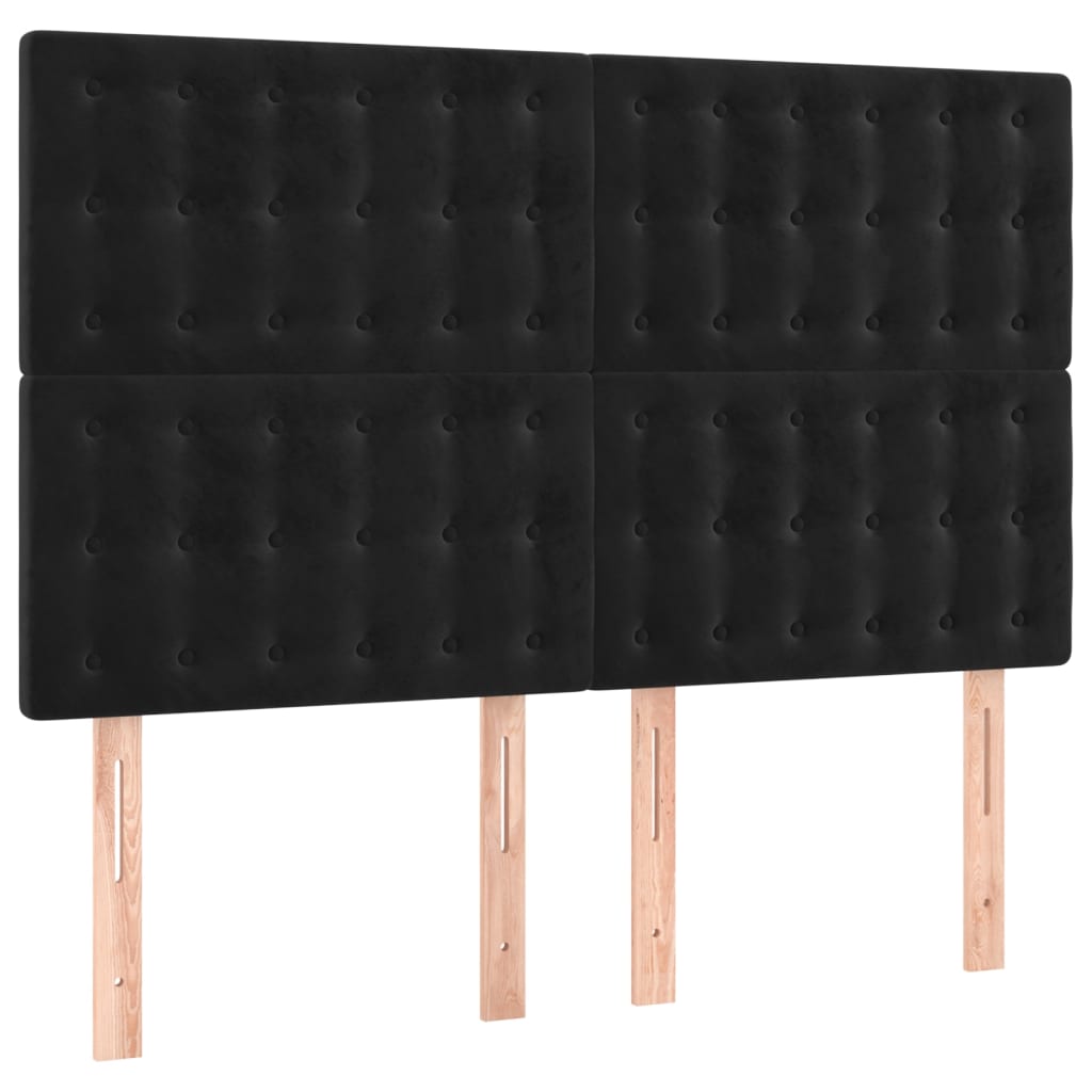 LED Headboard Black 144 cm Velvet