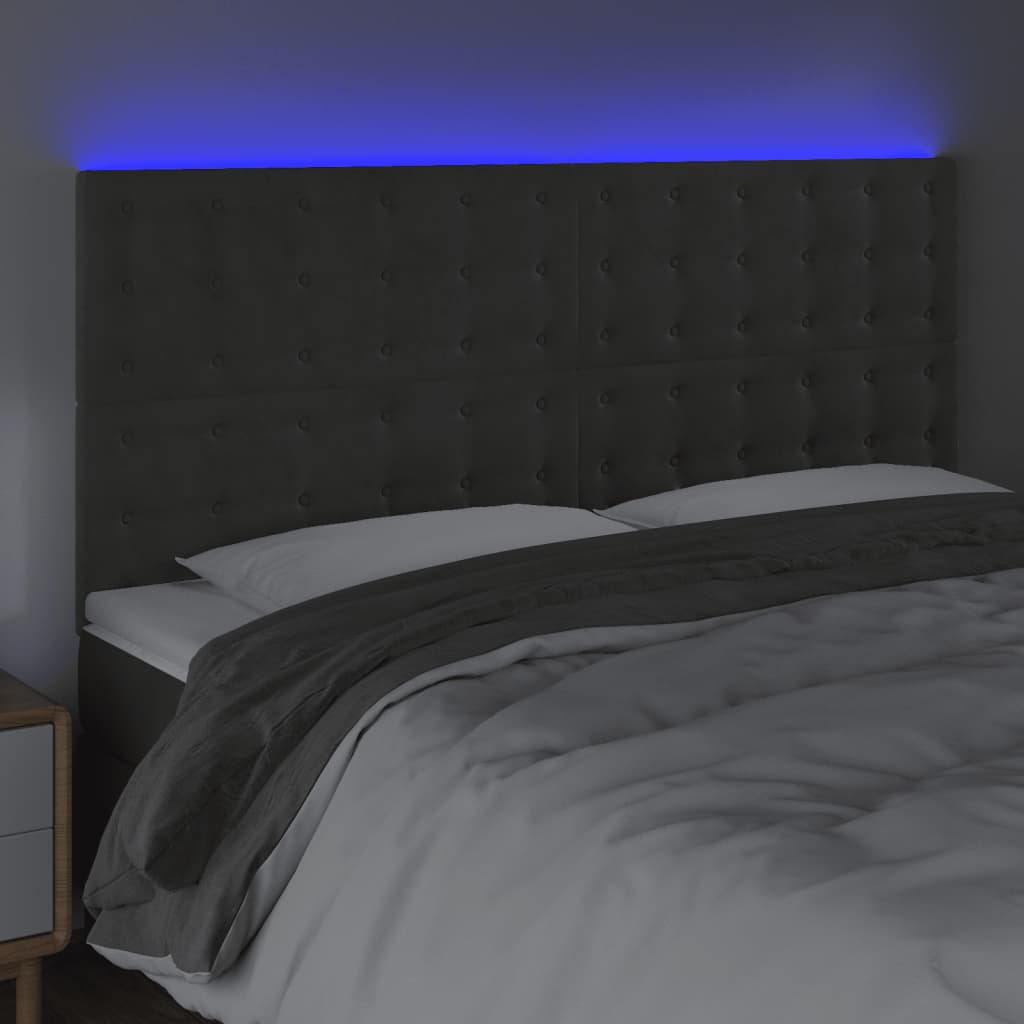 LED Headboard Dark Grey 200 cm Velvet