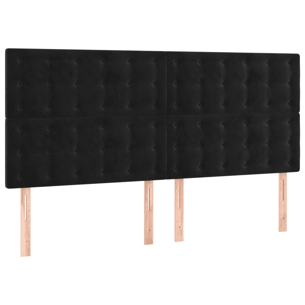 LED Headboard Black 200x5x118/128 cm Velvet