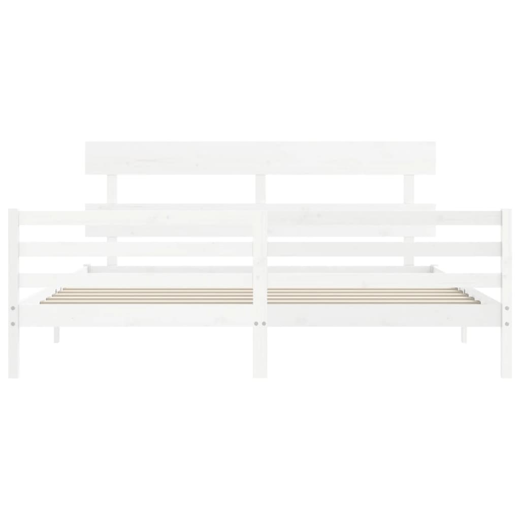 Bed Frame without Mattress White 183x203 cm King Solid Wood