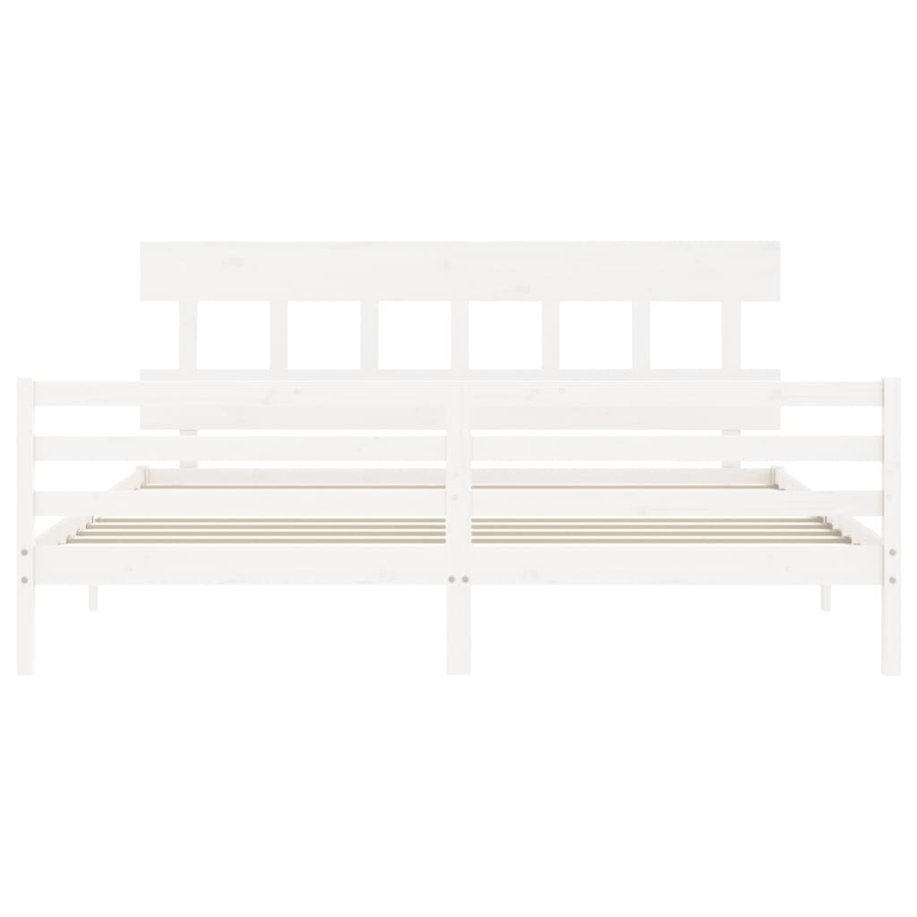 Bed Frame without Mattress White 183x203 cm King Solid Wood