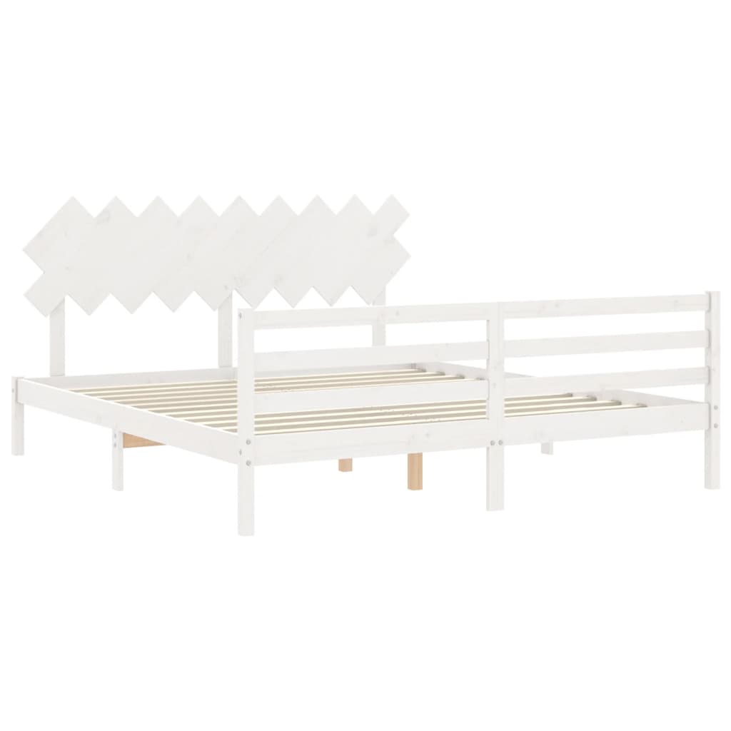 Bed Frame without Mattress White 183x203 cm King Solid Wood