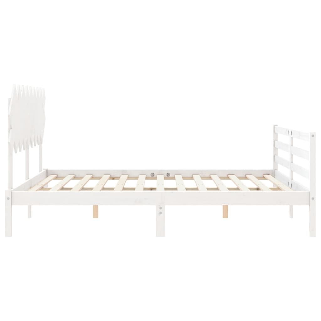 Bed Frame without Mattress White 183x203 cm King Solid Wood