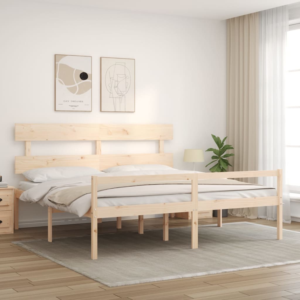 Senior Bed without Mattress 183x203 cm King Solid Wood