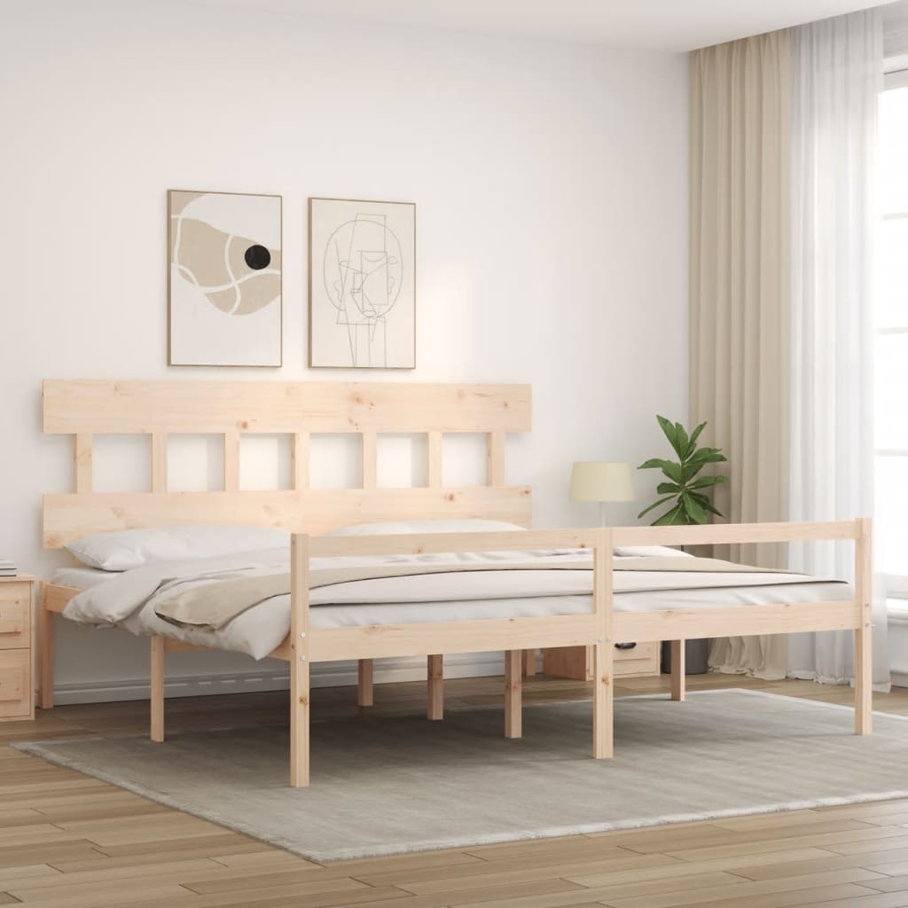 Senior Bed without Mattress 183x203 cm King Solid Wood