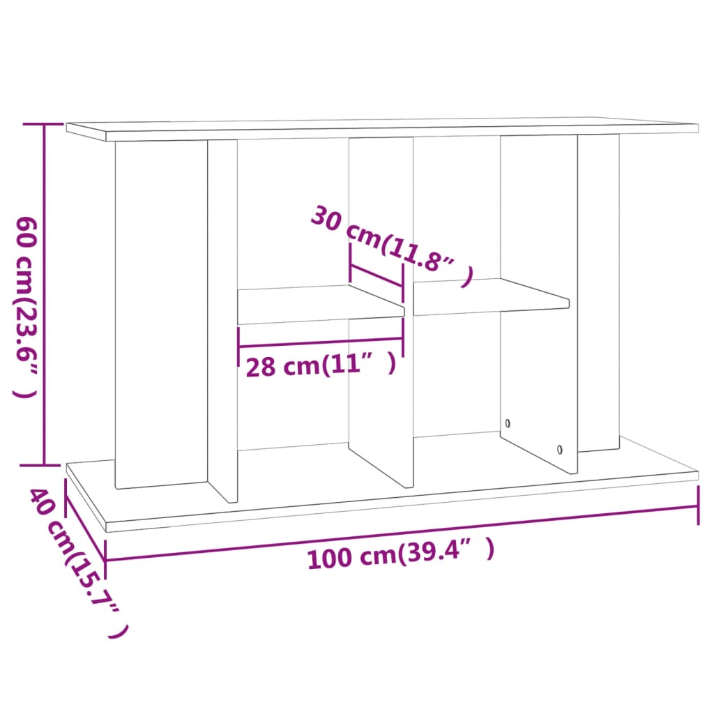 Aquarium Stand White 100x40x60 cm Engineered Wood