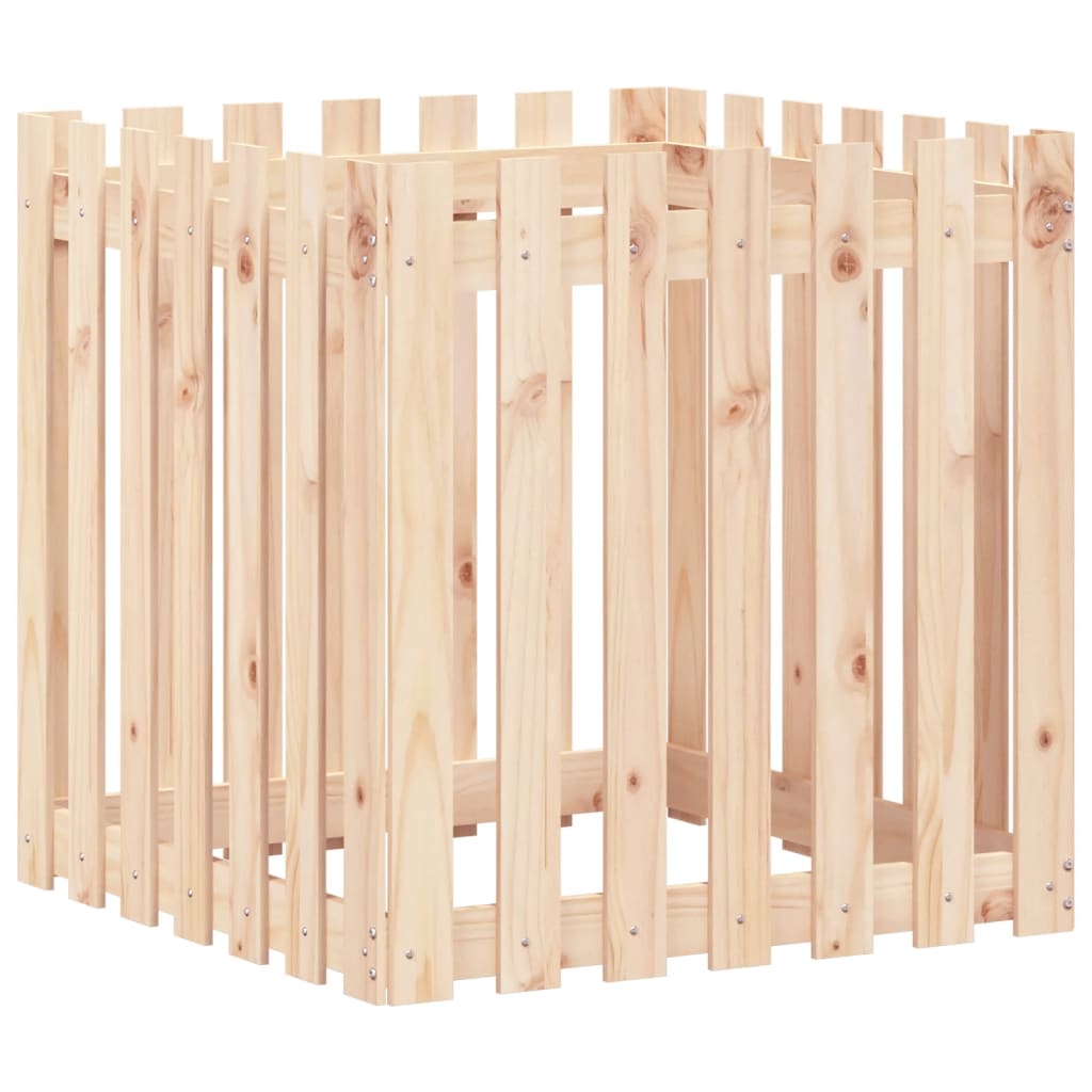 Garden Planter with Fence Design 70x70x70 cm Solid Wood Pine