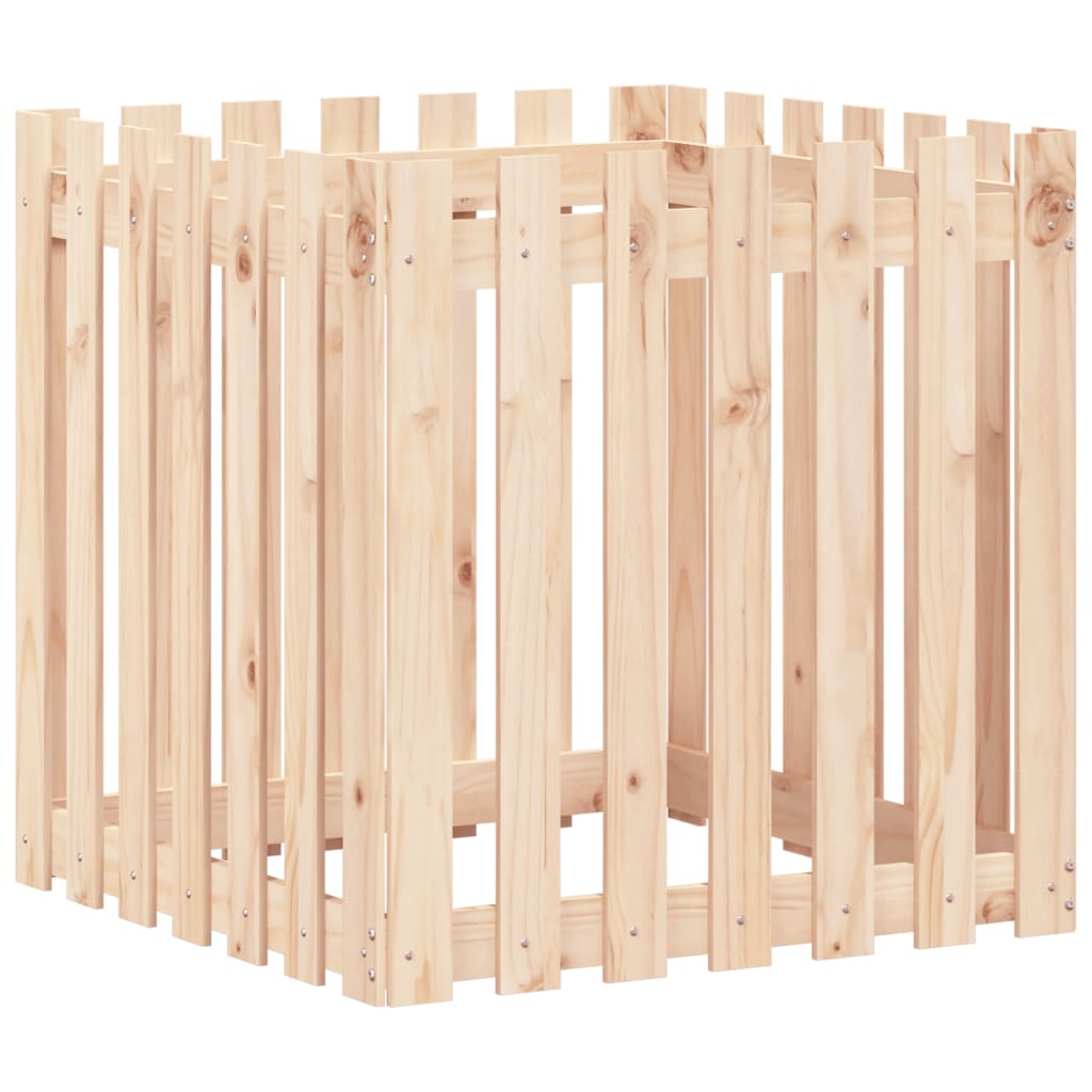 Garden Planter with Fence Design 70x70x70 cm Solid Wood Pine