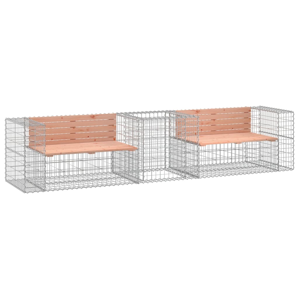 Garden Bench with Gabion Basket Solid Wood Douglas