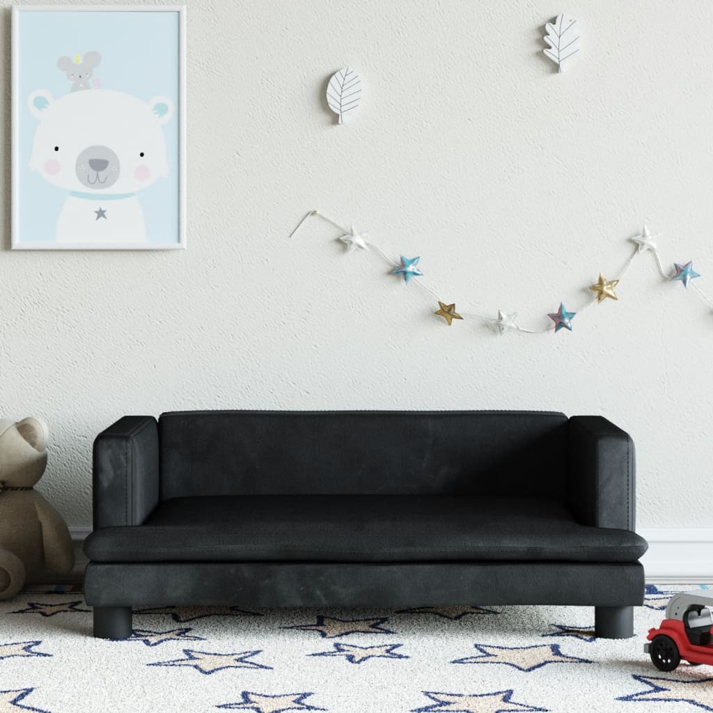 Kids Sofa Black 80x45x30 cm Velvet