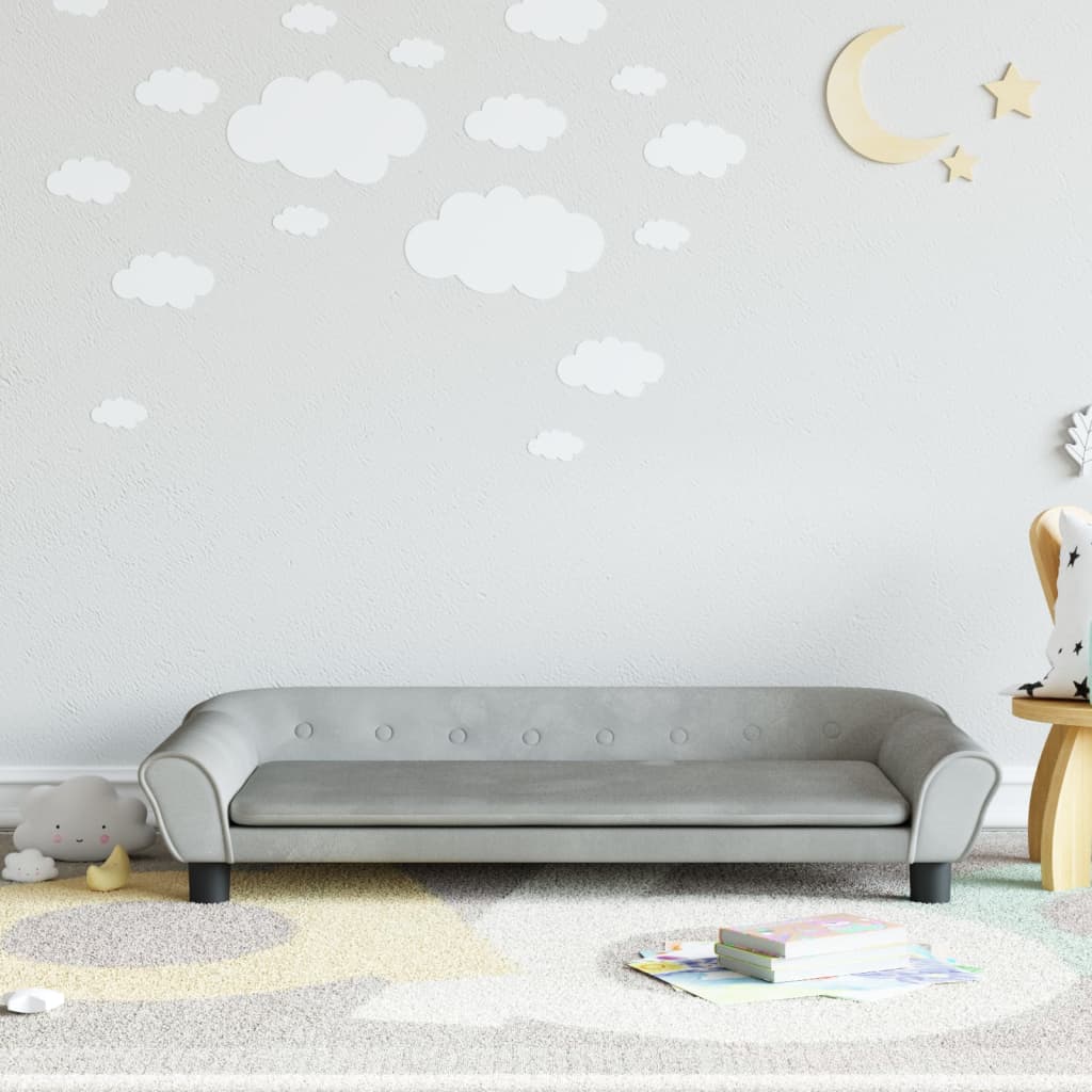 Kids Sofa Light Grey 100x50x26 cm Velvet