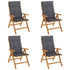 Reclining Garden Chairs with Cushions 4 pcs Solid Wood Teak