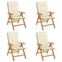 Reclining Garden Chairs with Cushions 4 pcs Solid Wood Teak