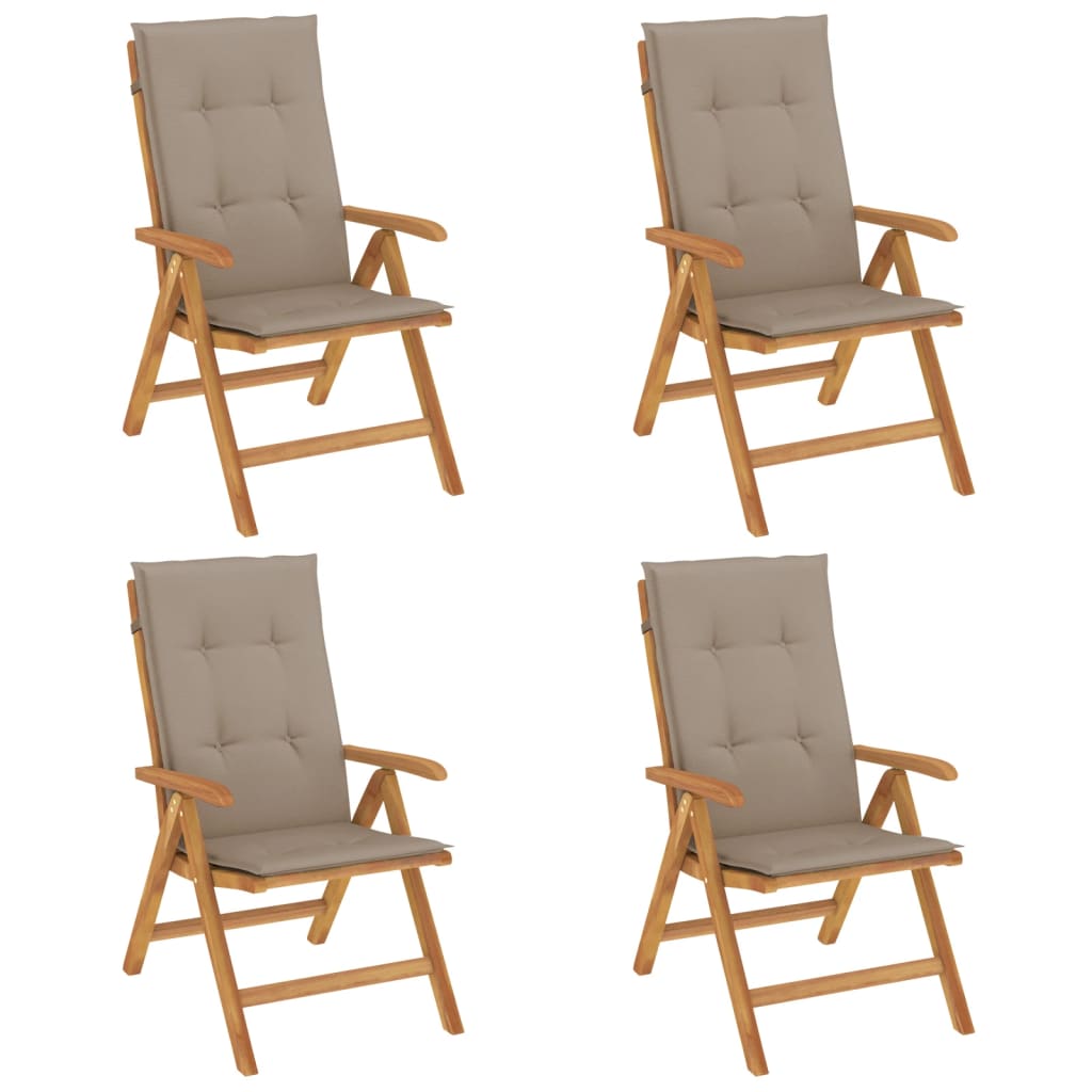 Reclining Garden Chairs with Cushions 4 pcs Solid Wood Teak