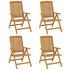 Reclining Garden Chairs with Cushions 4 pcs Solid Wood Teak