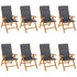 Reclining Garden Chairs with Cushions 8 pcs Solid Wood Teak