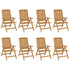 Reclining Garden Chairs with Cushions 8 pcs Solid Wood Teak