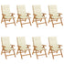 Reclining Garden Chairs with Cushions 8 pcs Solid Wood Teak