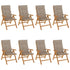 Reclining Garden Chairs with Cushions 8 pcs Solid Wood Teak