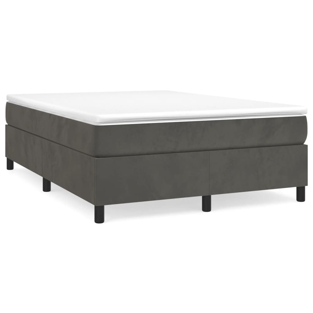 Box Spring Bed with Mattress Dark Grey 137x187 cm Double Size Velvet