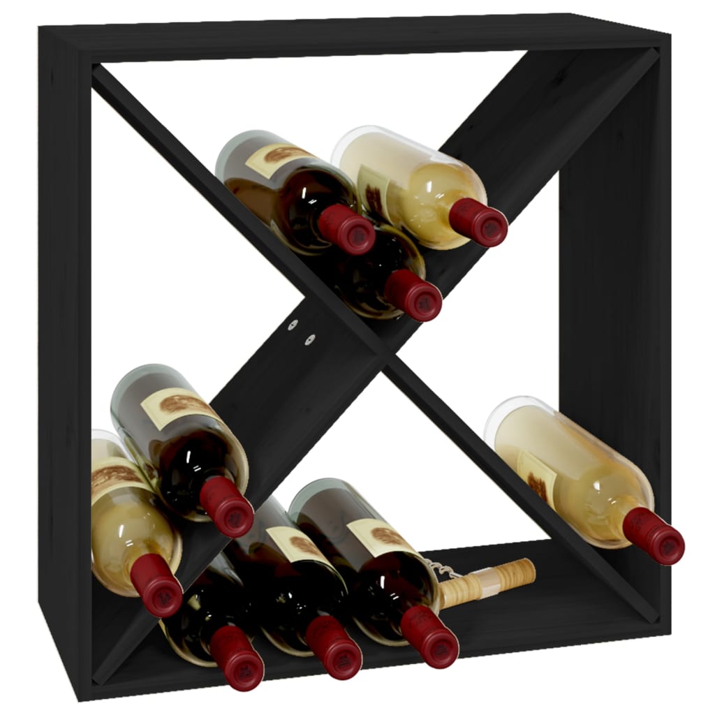 Wine Cabinet Black 62x25x62 cm Solid Wood Pine