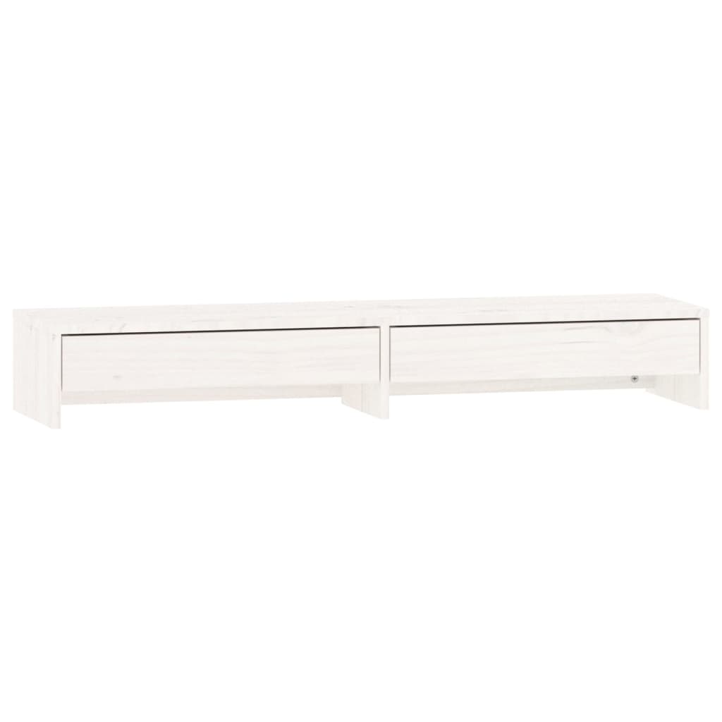 Monitor Stand White 100x27x15 cm Solid Wood Pine