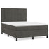 Box Spring Bed with Mattress Dark Grey 137x187 cm Double Size Velvet