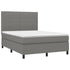 Box Spring Bed with Mattress&LED Dark Grey 137x187 cm Double Size Fabric