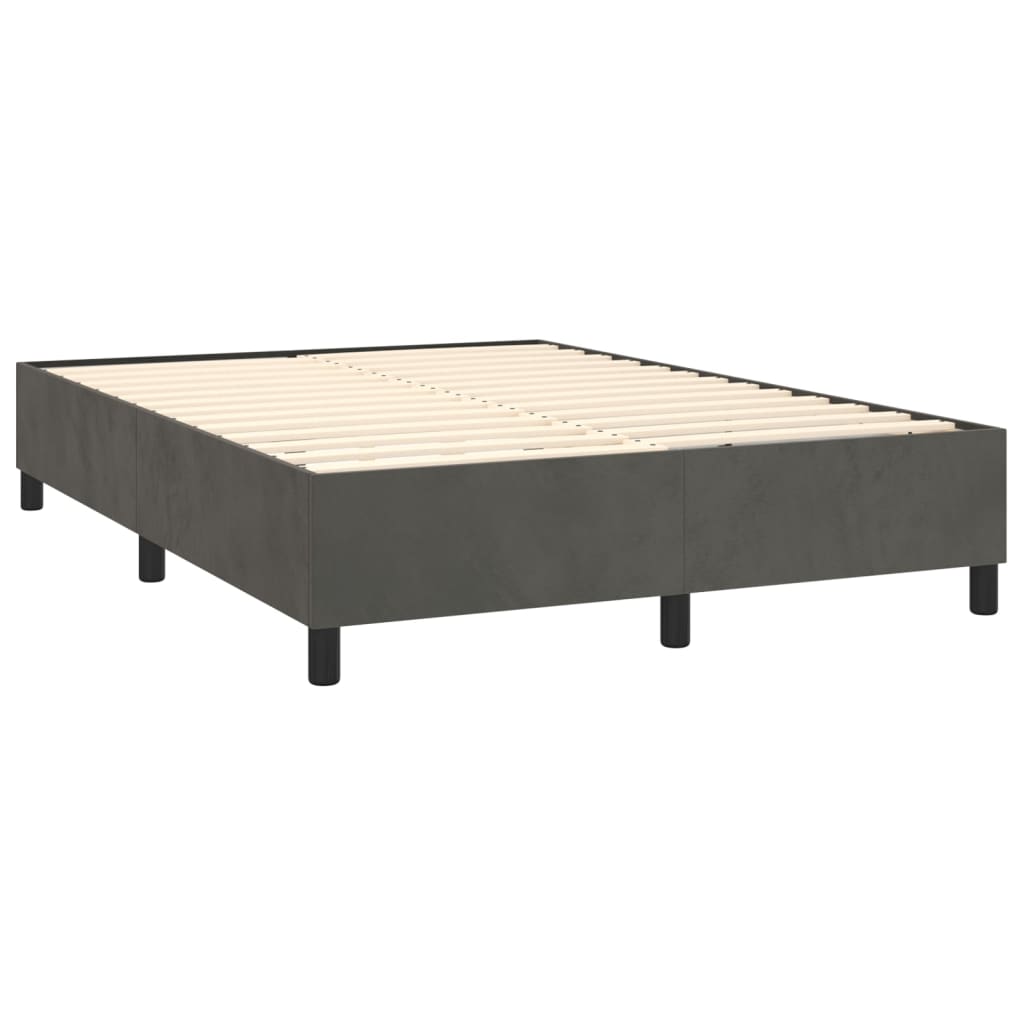 Box Spring Bed with Mattress&LED Dark Grey 153x203 cm Queen Size Velvet