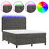 Box Spring Bed with Mattress&LED Dark Grey 137x187 cm Double Size Velvet