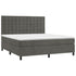 Box Spring Bed with Mattress&LED Dark Grey 153x203 cm Queen Size Velvet