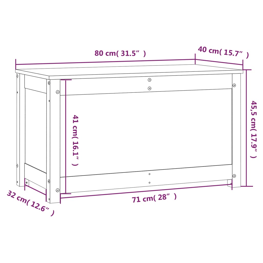 Storage Box 80x40x45.5 cm Solid Wood Pine