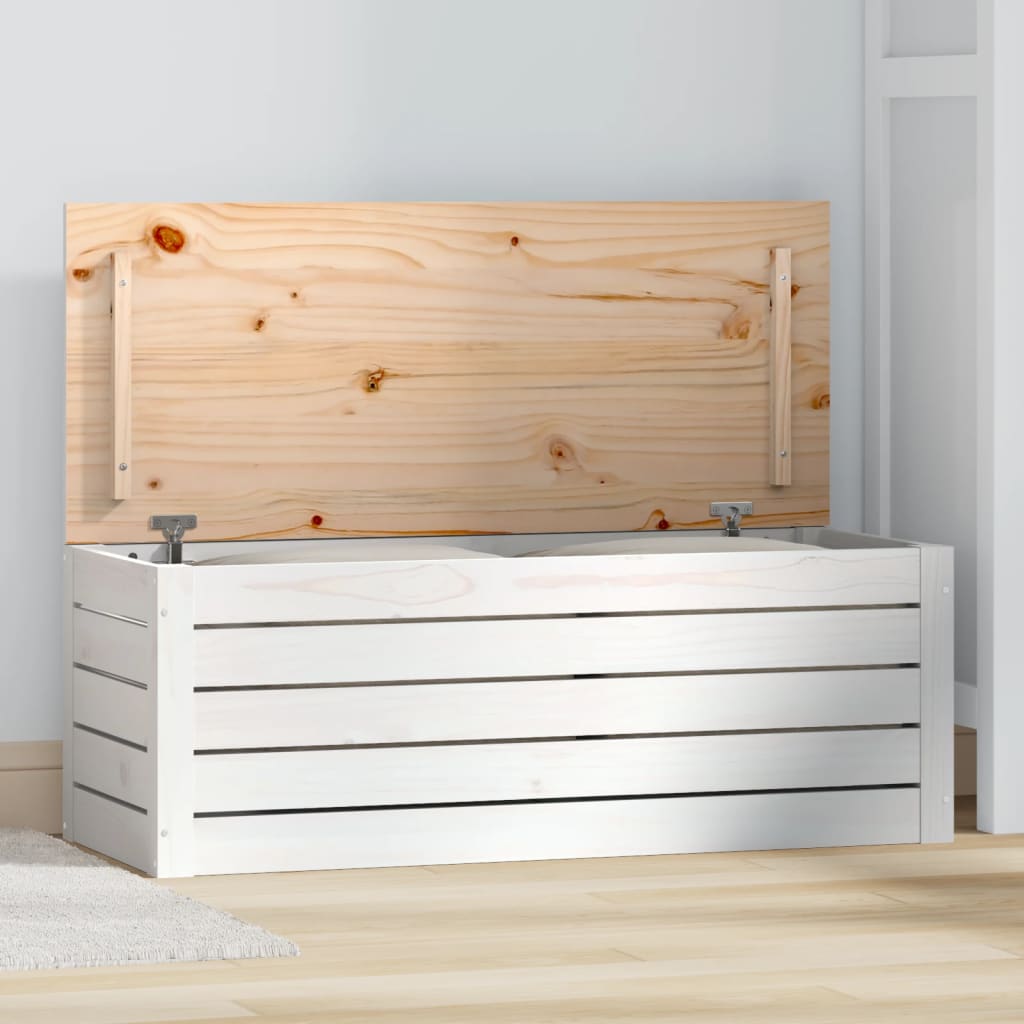 Storage Box White 89x36.5x33 cm Solid Wood Pine