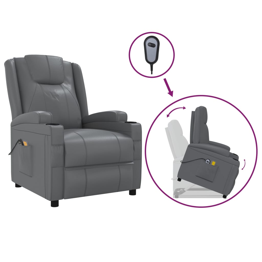 Stand up Massage Chair Anthracite Faux Leather