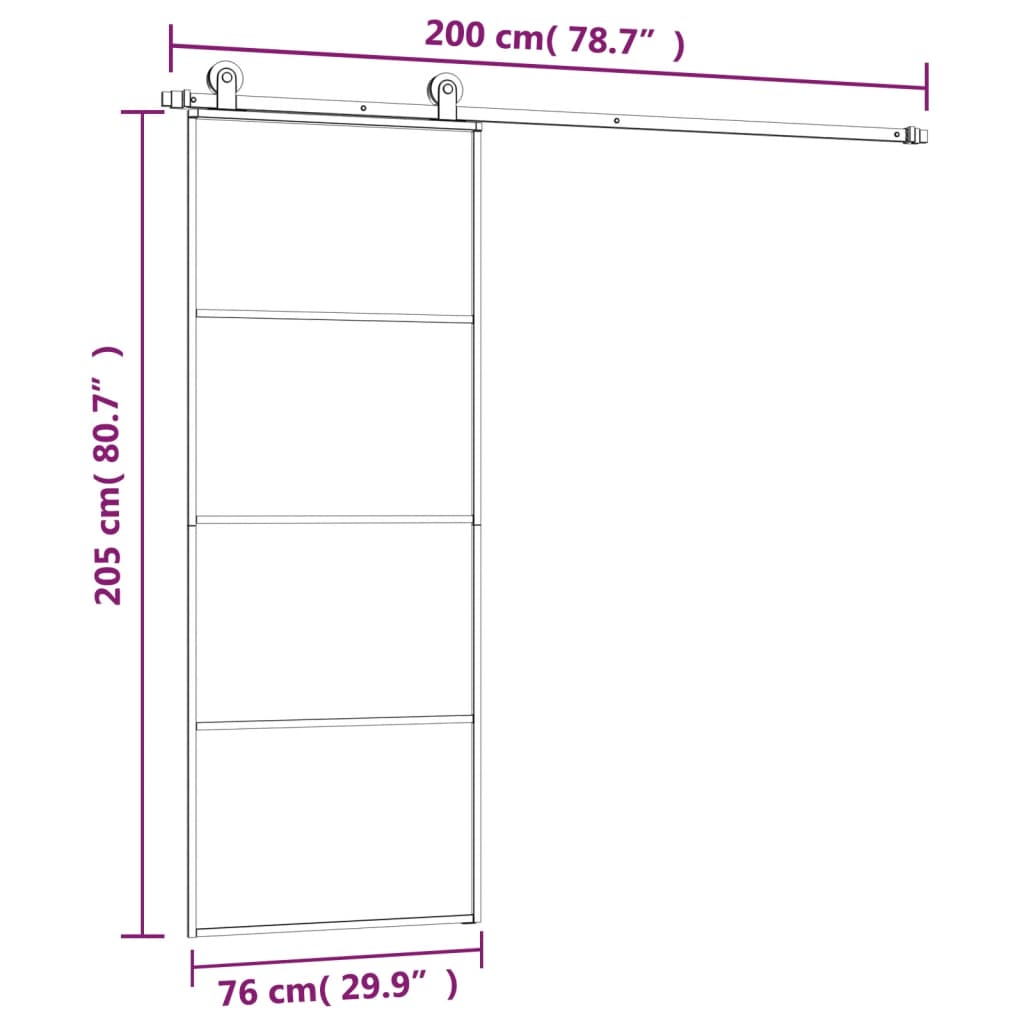 Sliding Door with Hardware Set 76x205 cm ESG Glass&Aluminium