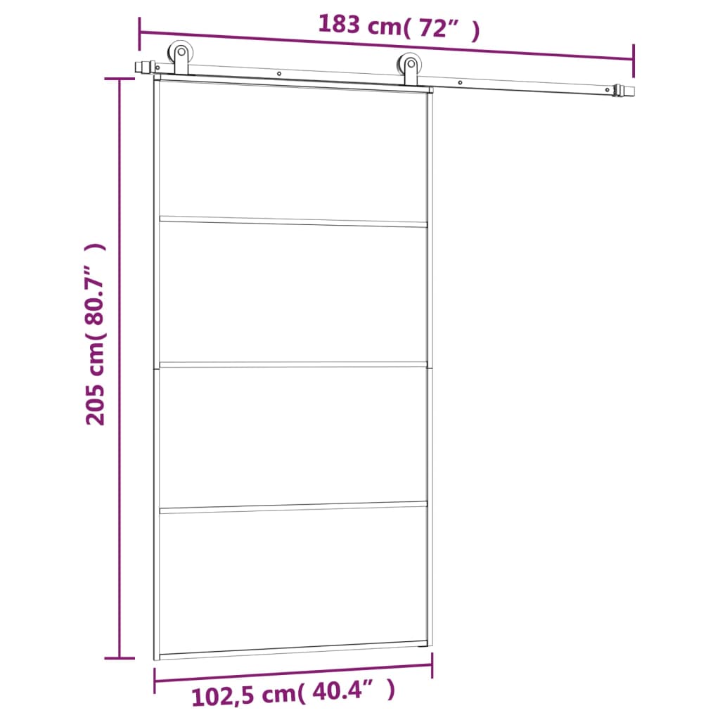 Sliding Door with Hardware Set 102.5x205 cm ESG Glass&Aluminium