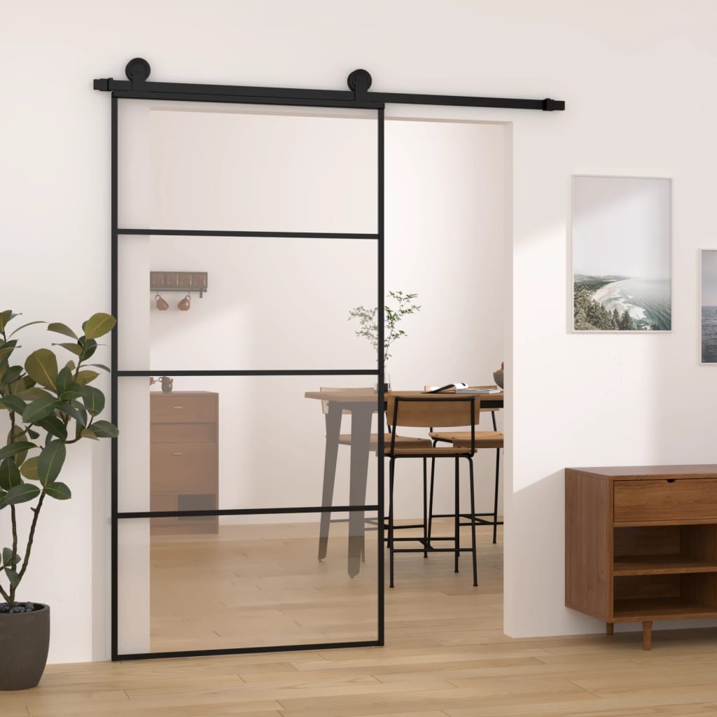 Sliding Door with Hardware Set 102.5x205 cm ESG Glass&Aluminium