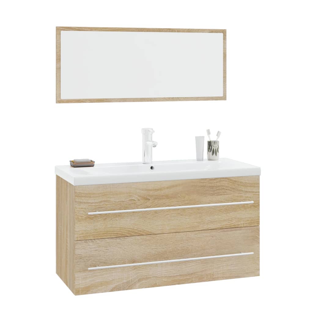 3 Piece Bathroom Furniture Set Sonoma Oak