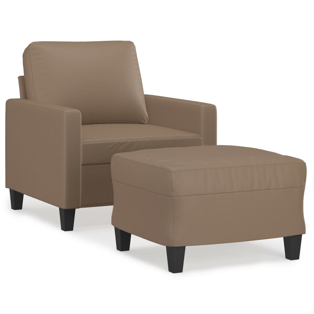 Sofa Chair with Footstool Cappuccino 60 cm Faux Leather