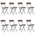 Folding Bistro Chairs 8 pcs Brown Poly Rattan and Steel