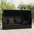 Outdoor Lounge Bed with Roof and Cushions Black Poly Rattan