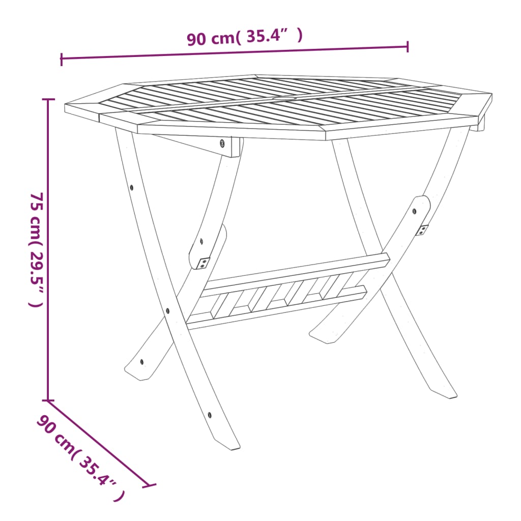 Folding Garden Table 90x75 cm Solid Wood Acacia