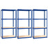 4-Layer Shelves 3 pcs Blue Steel&Engineered Wood