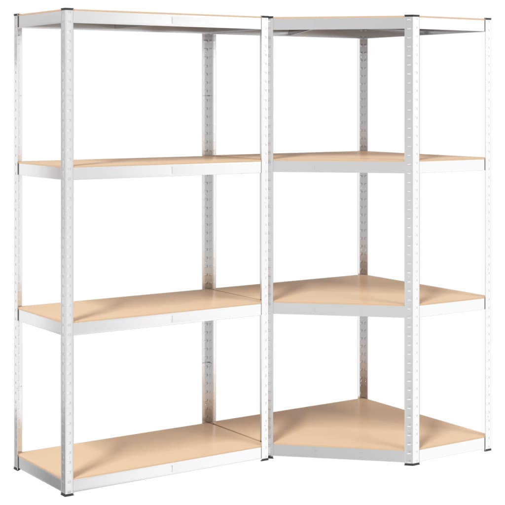 4-Layer Shelves 2 pcs Silver Steel&Engineered Wood