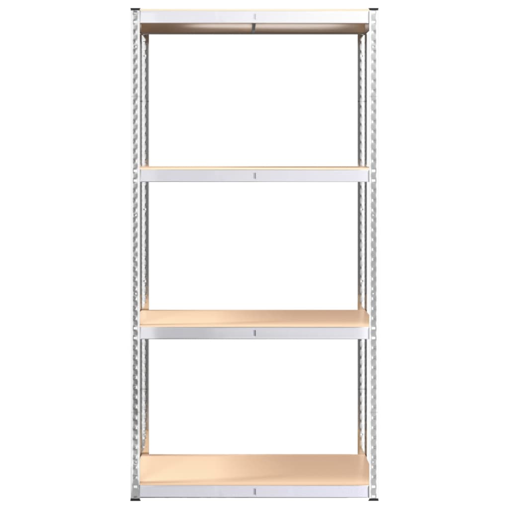 4-Layer Shelves 2 pcs Silver Steel&Engineered Wood