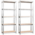 5-Layer Shelves 2 pcs Silver Steel and Engineered Wood