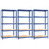 5-Layer Shelves 3 pcs Blue Steel&Engineered Wood